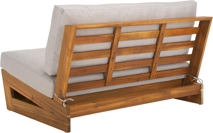 SAFAVIEH Outdoor Patio Furniture Collection Lynn Natural & Light Grey Solid - Image 7