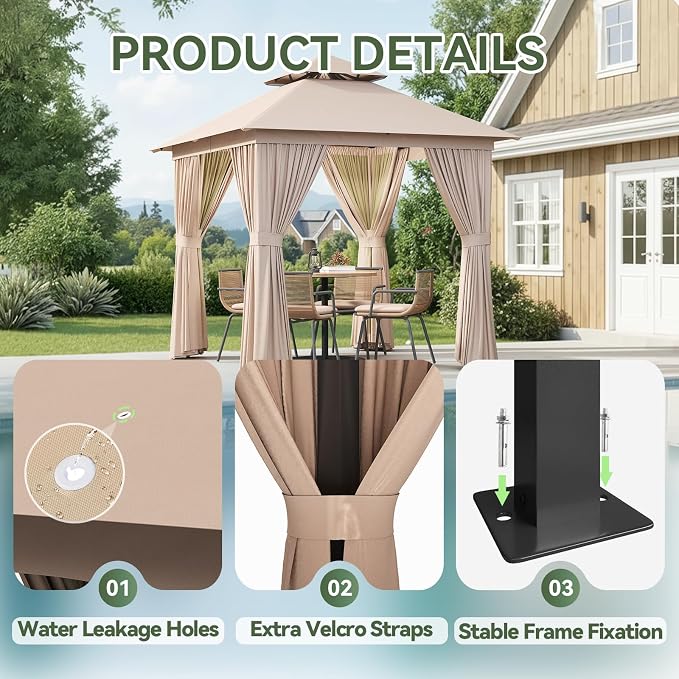 AOXUN Outdoor Gazebo for Patio 8x8 Metal Frame Canopy - Image 8