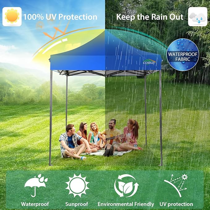 COBIZI 6.6x6.6 Pop Up Canopy Without Sidewall, Heavy Duty Canopy UPF 50+ All - Image 7