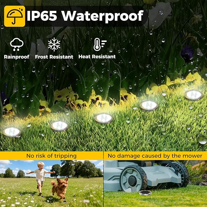 24 Pack Solar Ground Lights Outdoor, 8 LED Mini Flat Solar Disk Lights - Image 3