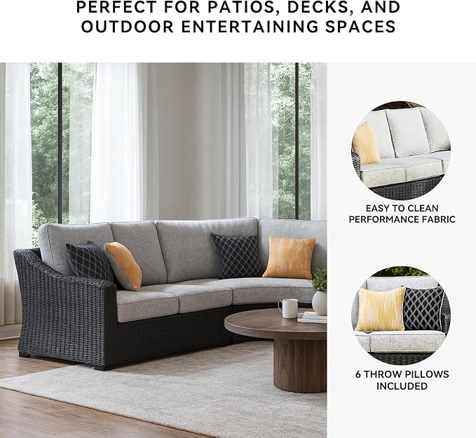 Signature Design by Ashley Beachcroft Curved Modern 3-Piece Outdoor Sectional - Image 5