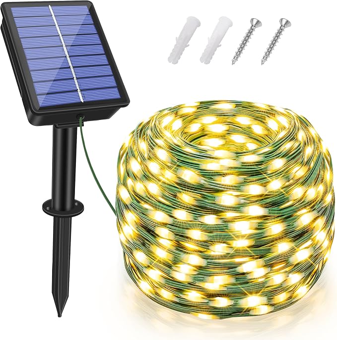 Solar String Lights 120LED 40FT, IP67 Waterproof Solar Lights by BrightChristmasLighting
