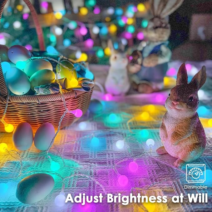 Connectable 100LED Easter String Lights Outdoor Indoor, 43ft Pastel Lights - Image 3