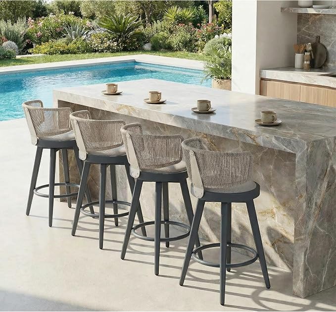 PURPLE LEAF Outdoor Bar Stools Set of 4 30 Inch Patio Swivel Bar Stool Chairs by Unknown