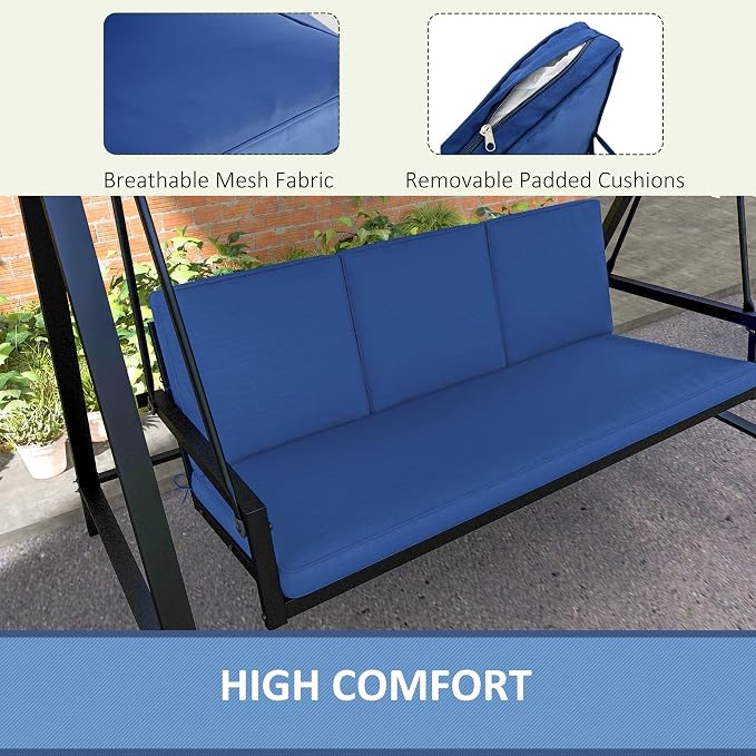 Outsunny 3-Seat Outdoor Porch Swing - Image 4