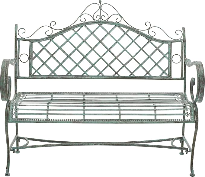SAFAVIEH Outdoor Collection Abner Victorian Antique Dark Green Wrought Iron by SAFAVIEH