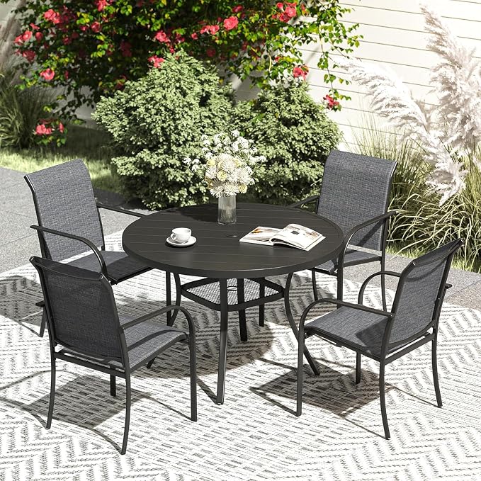 VICLLAX 5 Pieces Patio Dining Set, Outdoor Furniture Set Includes 41.2" Round by HOME