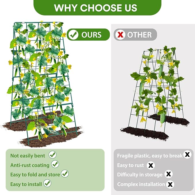 17 x 42 Inch Garden Trellis for Raised Beds Foldable Climbing Plant Support - Image 4