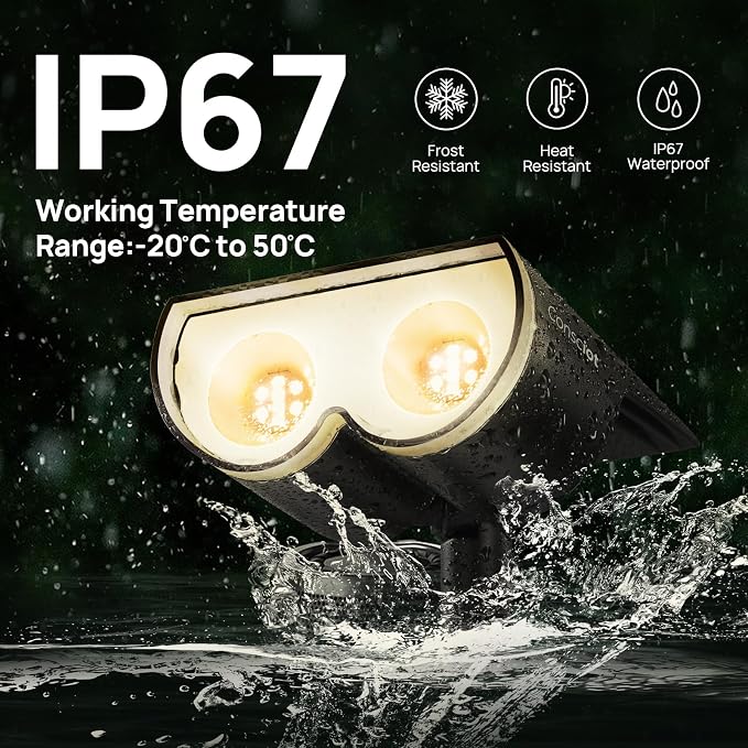 Consciot Solar Spot Lights Outdoor, 16 LEDs IP67 Waterproof, Auto On/Off - Image 5