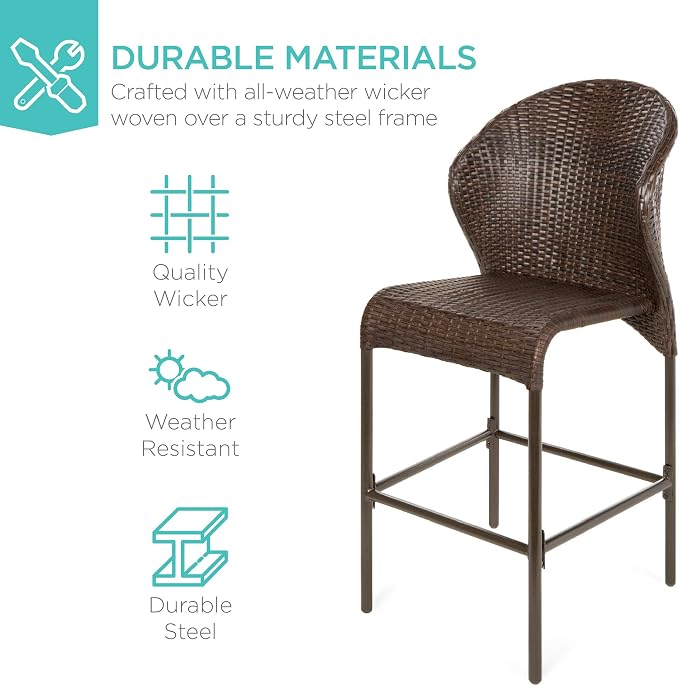 Best Choice Products 5-Piece Outdoor Wicker Bar Table Bistro Set Dining - Image 3