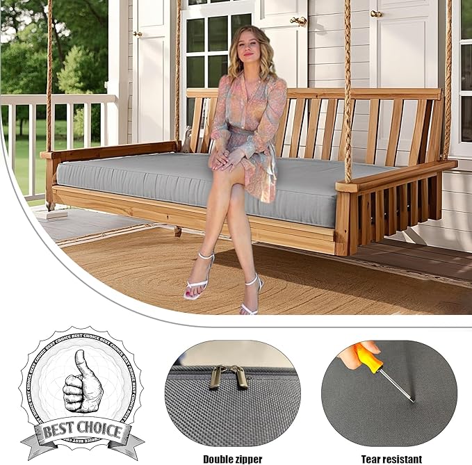 Olefin Twin Outdoor Porch Swing Bed Mattress Cover Waterproof, Twin Size Patio - Image 3