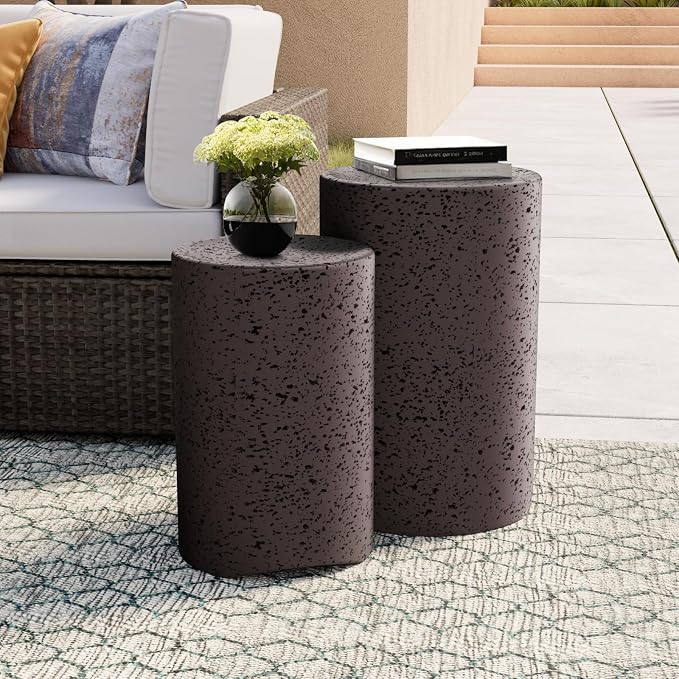 COSIEST Concrete Side Table, Decorative Garden Stools by COSIEST
