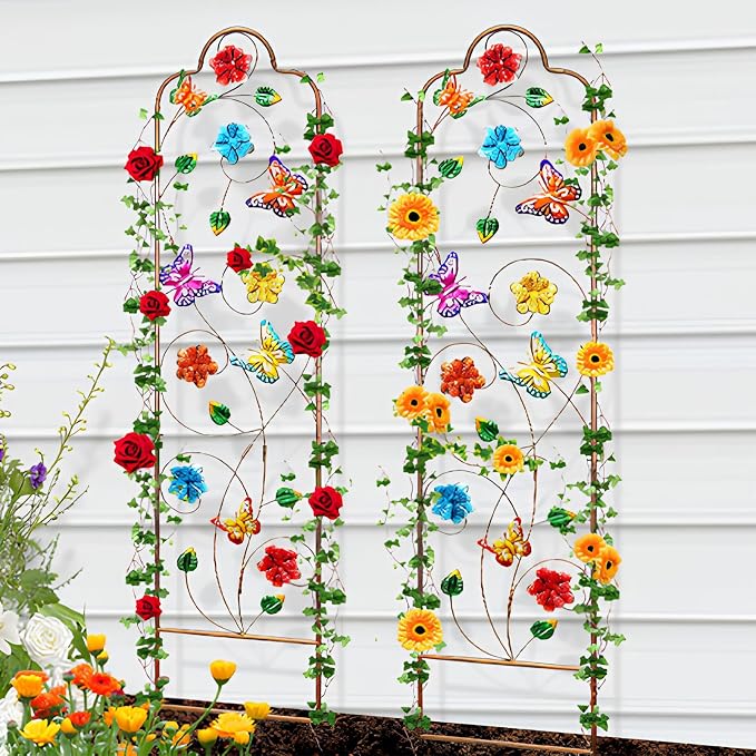 2 Pack Metal Garden Trellis Arched Fence Trellises - Image 5