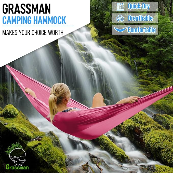 Grassman Camping Hammock Double & Single Portable Hammock - Image 7