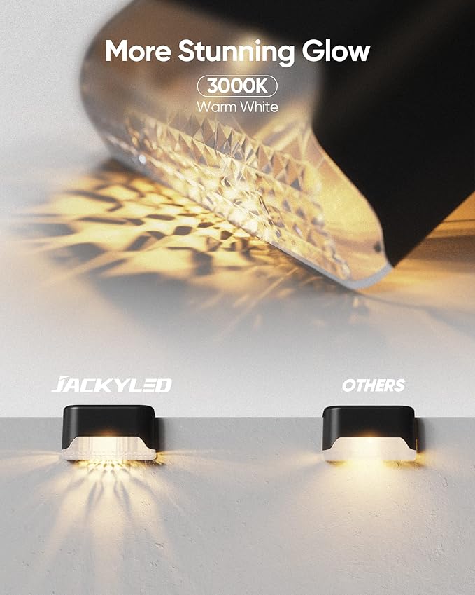JACKYLED Solar Deck Lights 16 Pack Solar Fence Light Solar Powered Outdoor Step - Image 2
