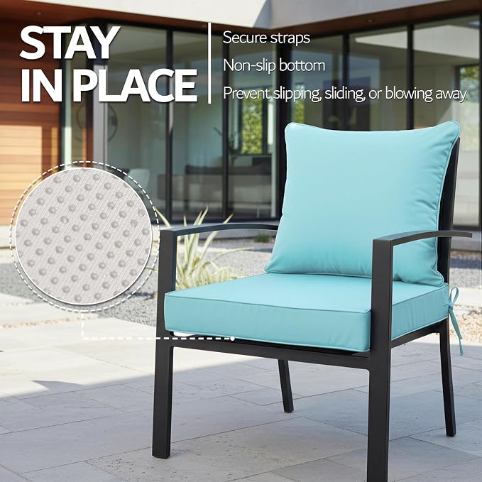 24x24 Inch Outdoor Chair Cushions Set of 2, Patio Furniture Cushions - Image 5