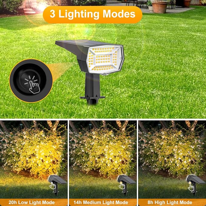 Fabrito 72 LEDs Solar Spot Lights Outdoor Waterproof, 3 Modes Landscape - Image 3