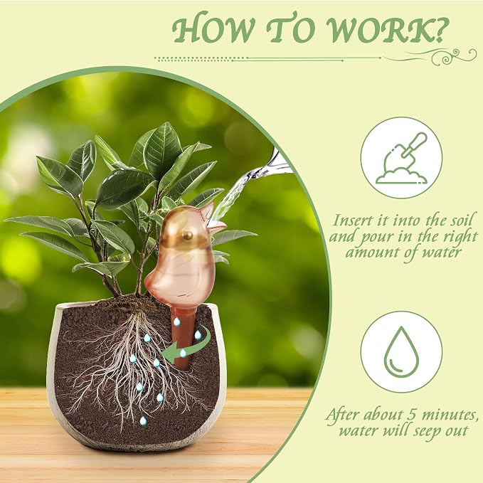 4 Pack Self Watering Spikes, Indoor Plant Watering Globes, Bird Shape Automatic - Image 2