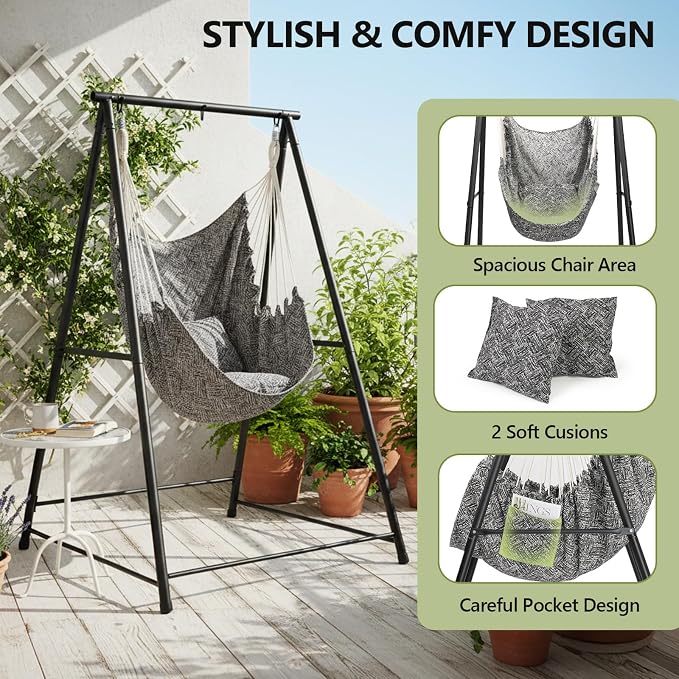 ONCLOUD 660LBS Heavy Duty Hammock Chair Stand, Universal Hanging Chair Stand - Image 4