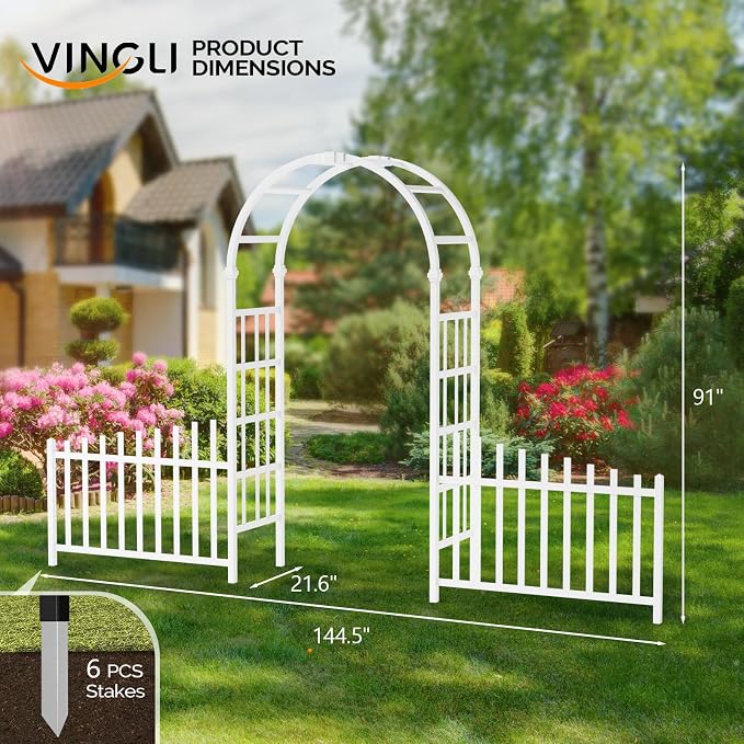 VINGLI Garden Arbor, PVC Garden Arch Trellis - Image 6