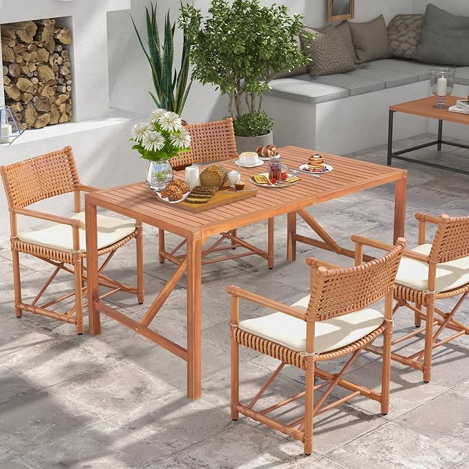 Tangkula 55" Acacia Wood Outdoor Dining Table - Image 2