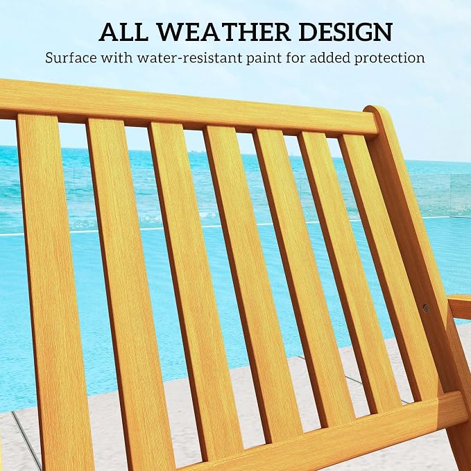 Outsunny Wood Outdoor Bench, 2-Person Foldable Patio Acacia Wood Garden Bench - Image 5