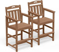 Outdoor Patio Tall Adirondack Bar Chairs Set of 2, All-Weather HDPE Bar Height by Suunyn