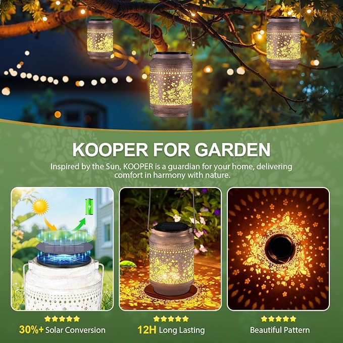 KOOPER Solar Lanterns Outdoor Waterproof Birthday Gifts - Image 3