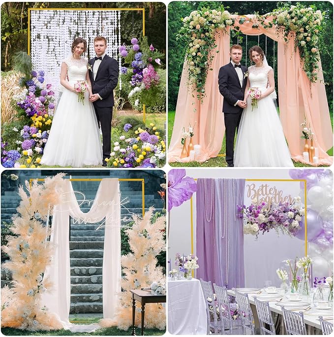 Wokceer Backdrop Stand Square Wedding Arch 6.6FT x 5.2FT Gold Metal Balloon - Image 7