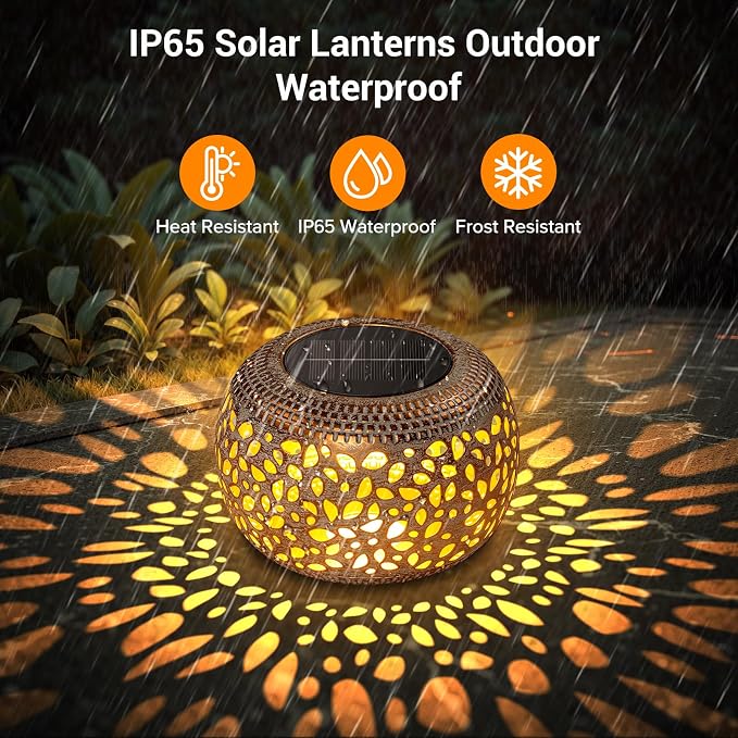 Solar Lanterns Outdoor Waterproof, 4 Pack Flower Petal Solar Garden Lights - Image 3