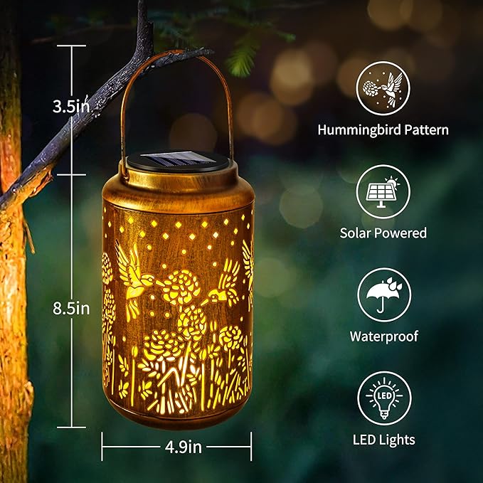 Brizled Hummingbird Solar Lanterns Outdoor, Decorative Mothers Day Gifts - Image 4