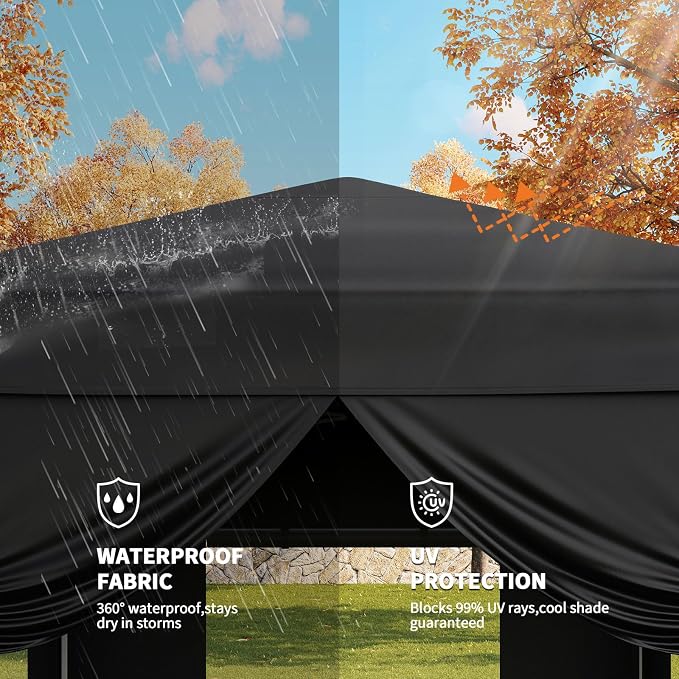 10x10 Pop Up Canopy Tent with 4 SideWalls, Easy Up Canopy with 3 Adjustable - Image 4