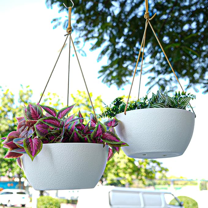 13 Inch 2 Pack Large Hanging Planters - Image 3