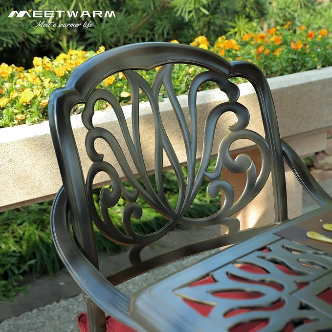 MEETWARM 2 Piece Patio Swivel Bar Chairs, All Weather Cast Aluminum High Swivel - Image 8
