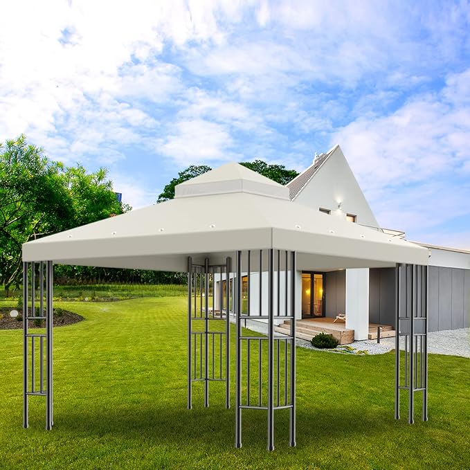 Sumfaller 10x10 FT Gazebo Replacement Canopy Top Cover Double Tiered Canopy Top - Image 7