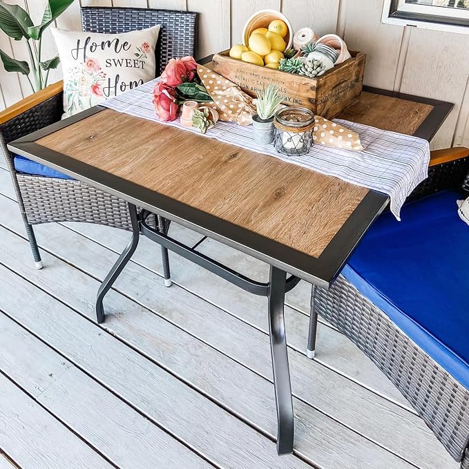PHI VILLA 37" x 37" Patio Dining Table Outdoor Dining Furniture Umbrella Table - Image 7