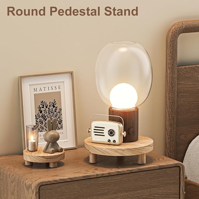 3 Pcs Wood Plant Stand Indoor Outdoor, Round Wood Riser - Image 5