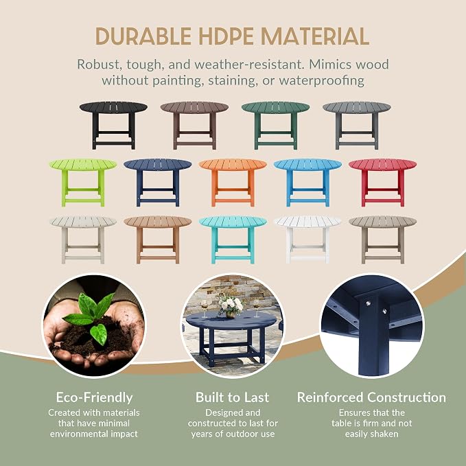 WestinTrends Malibu Low Outdoor HDPE Round Patio Coffee Table - Image 6