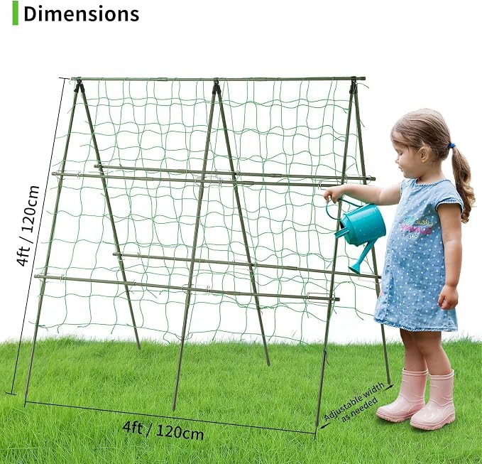 Lalahoni Cucumber Trellis, 4ft x 4ft Metal A-Frame Garden Trellis Climbing - Image 5