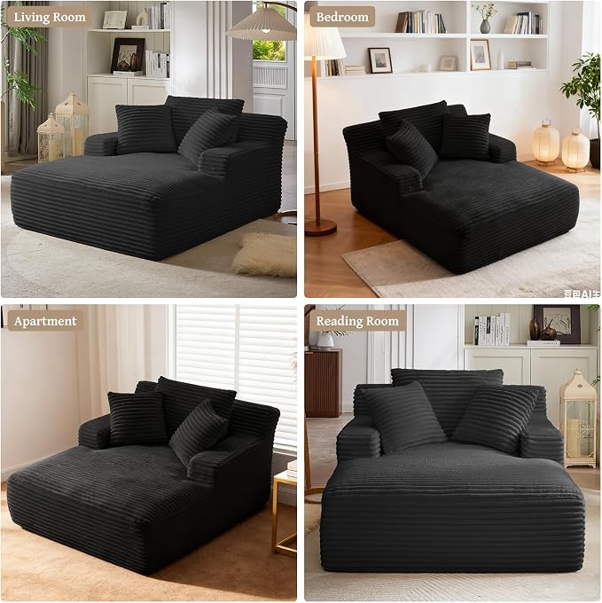 66" Chaise Lounge Chair Indoor, Oversized Boneless Couch Comfy Upholstered - Image 7