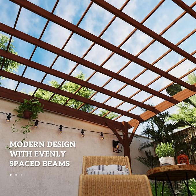 Outsunny 12' x 20' Outdoor Pergola, Wood Gazebo Grape Trellis - Image 4