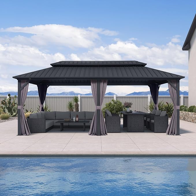 PURPLE LEAF 10' X 20' Permanent Hardtop Gazebo Aluminum Frame by PURPLELEAF