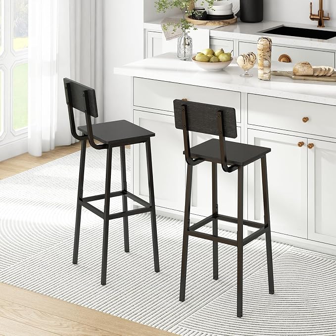GILLAS Set of 2 Bar Stools, Tall Bar Chairs by GILLAS