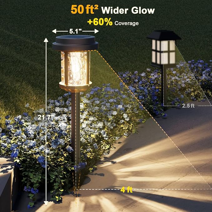XMCOSY+ Solar Pathway Lights Outdoor 6 Pack, 20 LM Solar Garden Lights Warm - Image 3