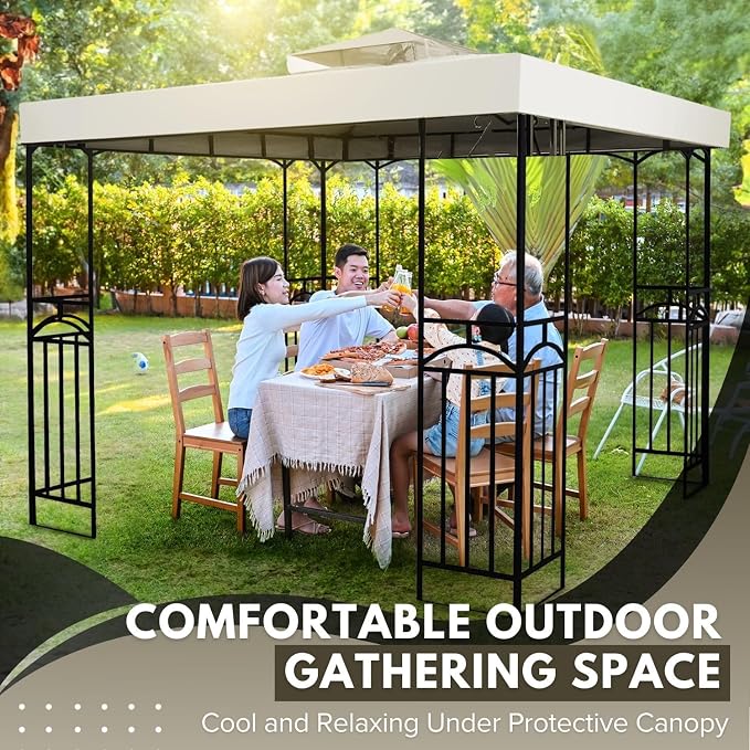 Flexzion Gazebo Cover Replacement Canopy Top 8x8 Ft - Image 8