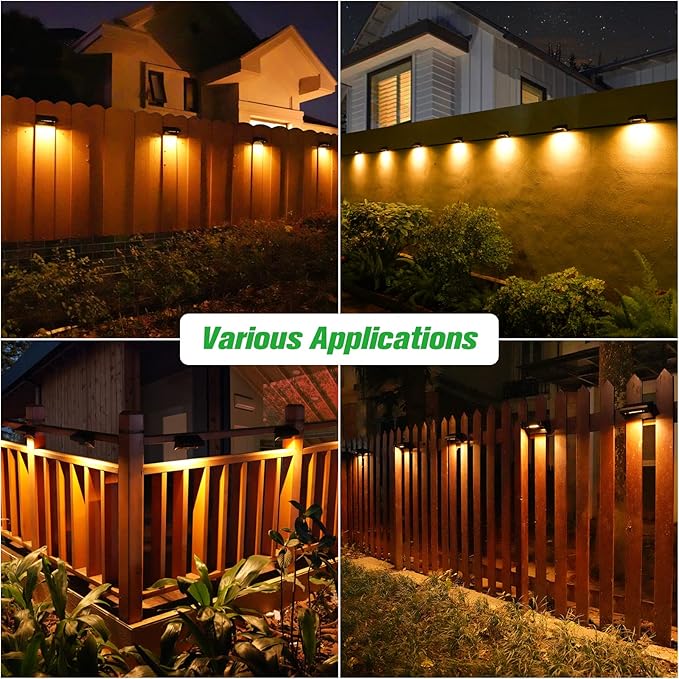 Bridika Solar Fence Lights, 8 Pack Plus Size, Warm & RGB Color Changing - Image 3