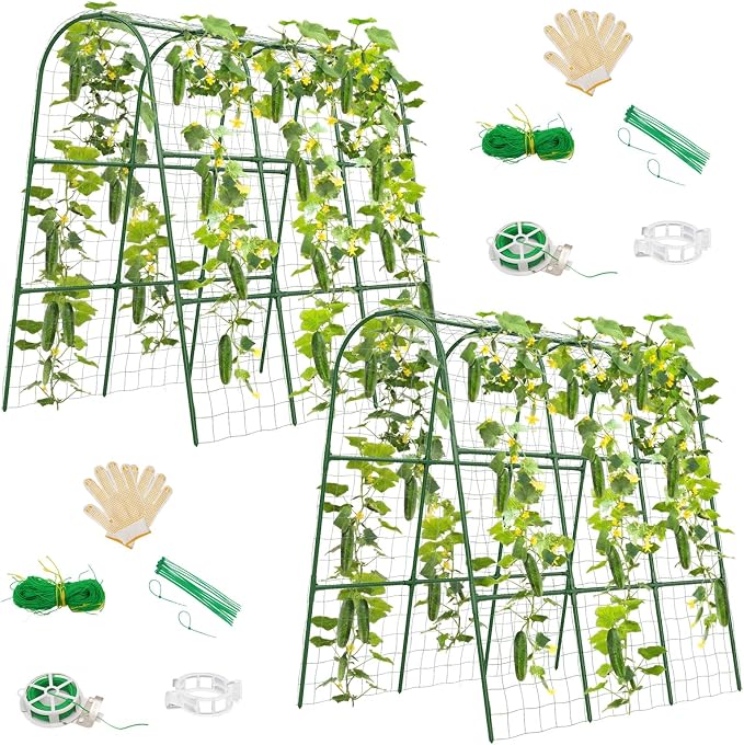 2 Pack Cucumber Trellis for Raised Bed, U-Shape Garden Trellis for Climbing by TOCCYARD
