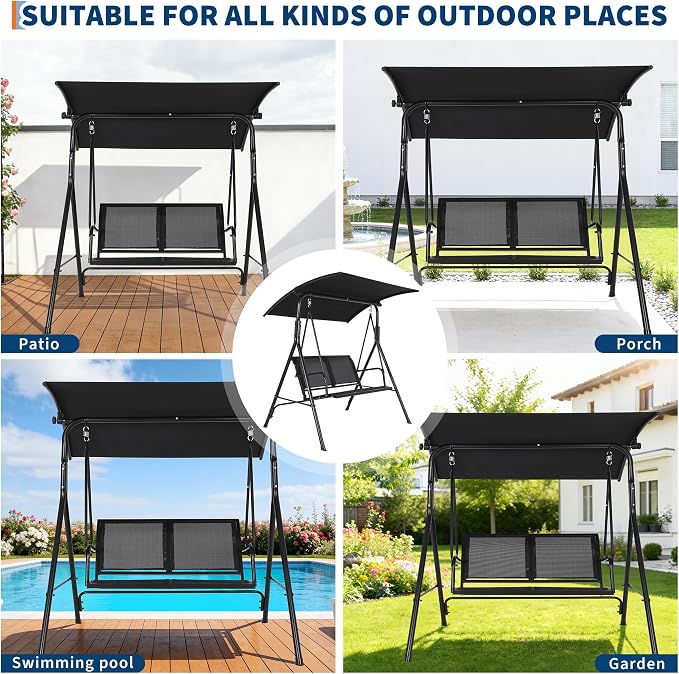 2-Seat Outdoor Patio Porch Swing - Image 6