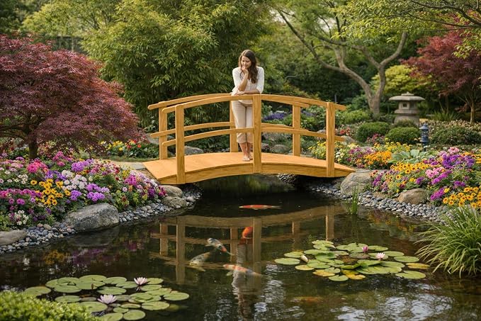 6 FT Oak Amish Made Garden Bridge - Image 7