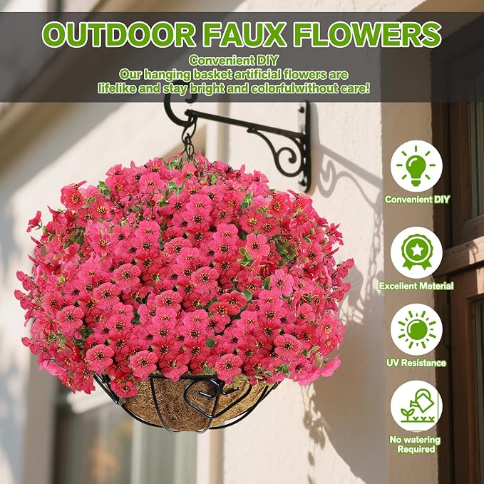 Artificial Flowers for Outdoor, Silk Flowers No Fade Fake Plastic Flowers UV - Image 2